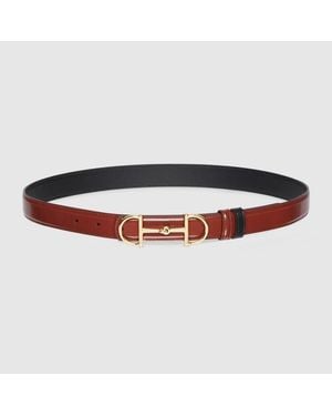 Gucci Cinturón Reversible Con Hebilla De Horsebit, Talla 100 - Rojo