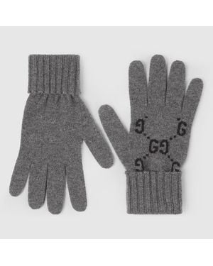 Gucci Gg Cashmere Gloves - Grey