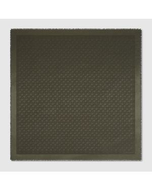 Gucci Silk Wool Horsebit Jacquard Shawl, Wool - Green