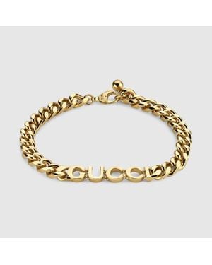 Gucci Chain Bracelet With Script - Metallic