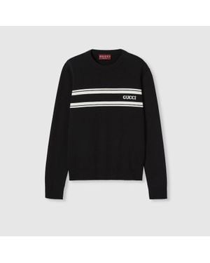 Gucci Silk Cotton Jumper With Intarsia - Black
