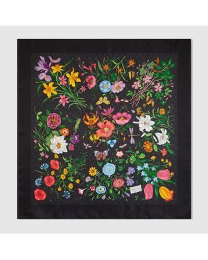 Gucci Pañuelo Cuadrado De Sarga De Seda Con Estampado Gg - Verde