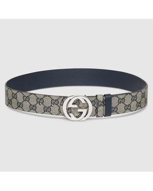 Gucci Reversible Belt With Interlocking G Buckle, Size 100 - Blue