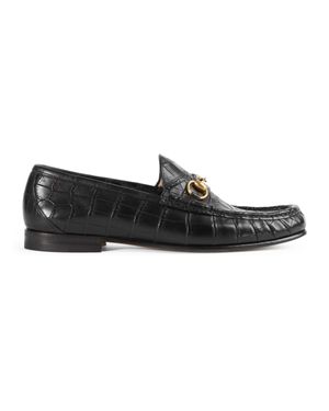 Gucci Mocassino driver con Morsetto 1953 in coccodrillo - Nero