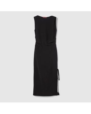 Gucci Vestido De Crepé De Seda Con Bordado, Talla - Negro