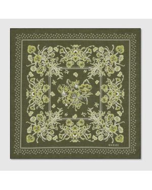 Gucci Einstecktuch Aus Baumwolle Mit Print - Grün