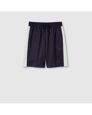 Gucci Technical Jersey Shorts With Embroidery, Ready-To-Wear - Blue