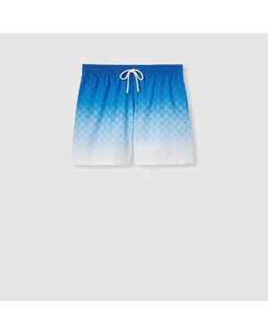 Gucci Badeshorts Aus Technischem Popeline Mit Print, Grösse - Blau