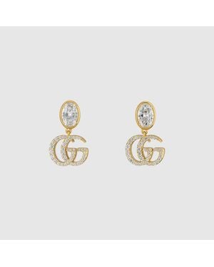 Gucci Orecchini Gg Marmont Con Cristalli - Metallizzato