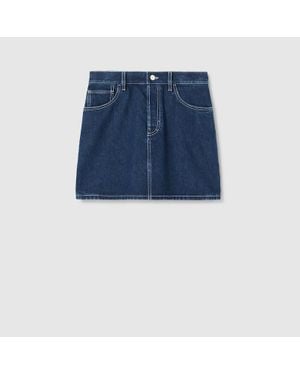 Gucci Minirock Aus Denim Mit Gelasertem Detail, Grösse - Blau