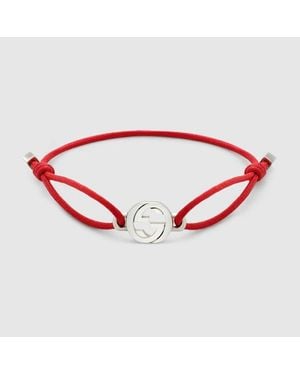 Gucci Pulsera De Cordón Interlocking - Rojo