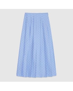 Gucci Gg Supreme Oxford Cotton Skirt - Blue