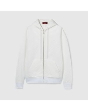 Gucci Jacke Aus Technischem Jersey Mit Gg Prägung Und Rv, Größe - Weiß