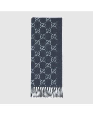 Gucci Schal Aus Gg Kaschmir - Blau