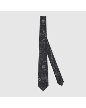 Gucci Corbata De Seda Con Estampado - Negro