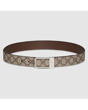 Gucci Reversible Belt With Rectangular Buckle, Size 120 - Brown