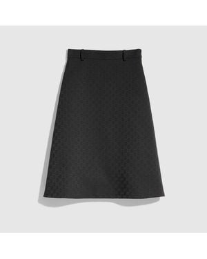 Gucci Gg Cotton Blend Midi Skirt, Size 36 It, Ready-To-Wear - Black