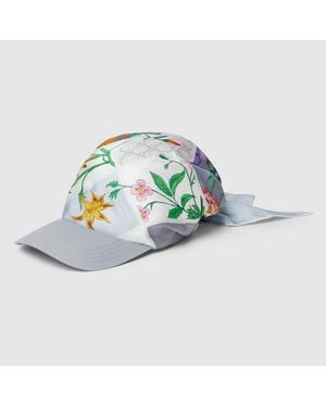 Gucci Baseballkappe Aus Seide Mit Print, Größe - Blau