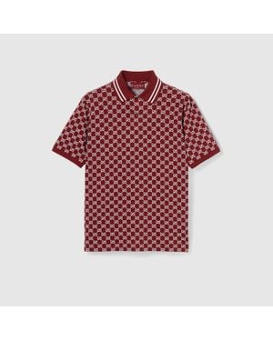 Gucci Gg Cotton Piquet Jacquard Polo Shirt - Red