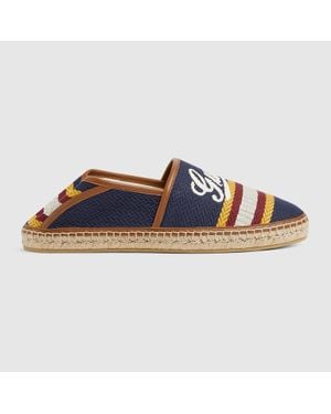 Gucci Herrenespadrille Mit Schriftzug, Grösse - Blau