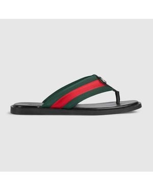 Gucci Sandalia De Dedo Con Gg Entrelazada Hombre, Talla - Azul