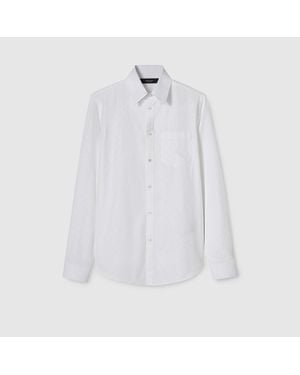 Gucci Gg Cotton Poplin Shirt, Size 14 - White