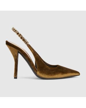 Gucci Zapato De Salón Signoria Con Talón Descubierto, Talla - Metálico