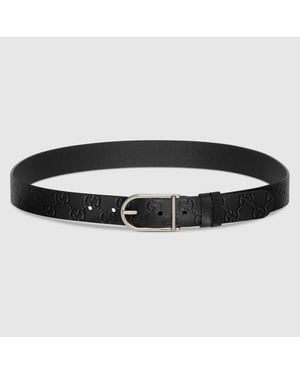 Gucci Reversible Belt With Rounded Buckle, Size 100 - Black
