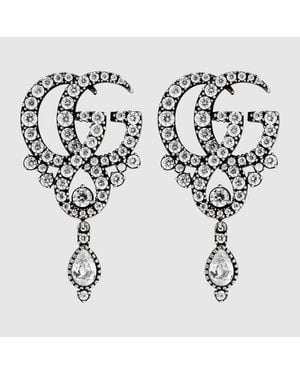 Gucci Gg Marmont Crystal Earrings - White