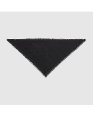 Gucci Double G Silk Wool Shawl, Wool - Black