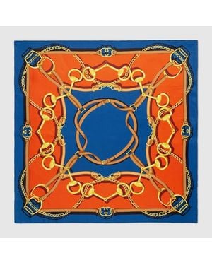 Gucci Wendbar Bedrucktes Seidentwill-Vierecktuch - Orange