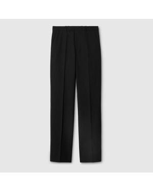 Gucci Pantalon En Gabardine De Laine Avec Broderie, Taille - Noir