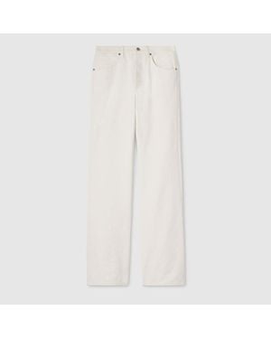 Gucci Gg Cotton Denim Jacquard Trousers - White