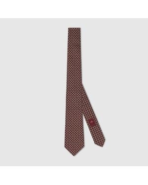 Gucci Horsebit Silk Jacquard Tie - Brown