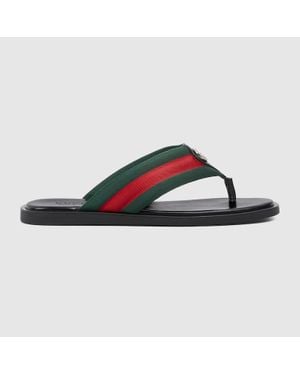 Gucci Thong Sandal With Interlocking G, Size 40 It - Blue