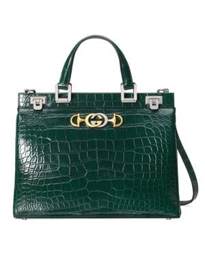 Gucci Sac à main Zumi en crocodile taille moyenne - Vert
