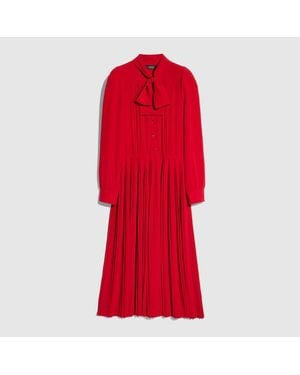 Gucci Silk Crêpe De Chine Chemisier Dress - Red