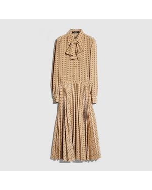 Gucci Printed Silk Habotai Chemisier Dress - Natural