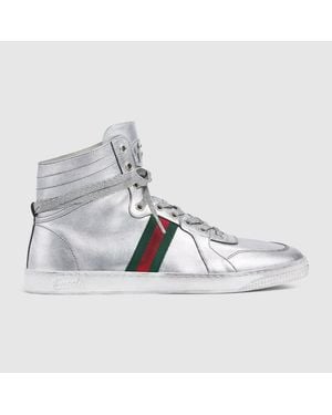 Gucci Stretch High-Top Trainer, Uk - Metallic