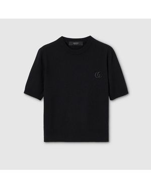 Gucci Top De Punto De Lana Con Bordado, Talla - Negro
