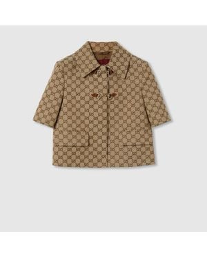 Gucci Gg Jacket With Horsebit - Brown