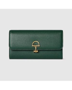 Gucci Cartera Continental Con Medio Horsebit - Verde