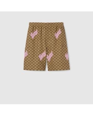 Gucci Short En Toile En Mélange De Lin Avec Broderie, Taille - Neutre