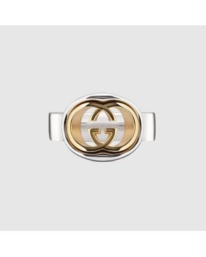 Gucci Anello Interlocking Con Cut-Out, Taglia - Metallizzato