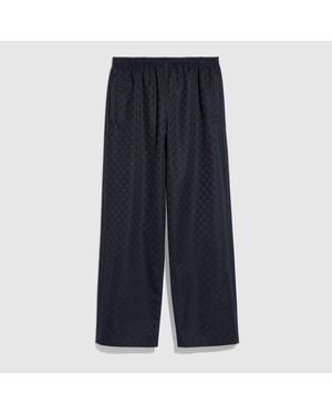 Gucci Gg Cotton Canvas Trousers - Blue