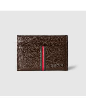 Gucci Card Case With Web - Brown