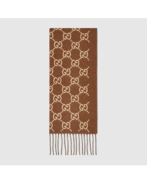 Gucci Gg Cashmere Scarf - Brown