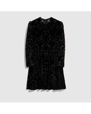 Gucci Floral Devoré Velour Dress - Black