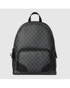 Gucci Gg Emblem Medium Backpack, Gg Canvas - Black