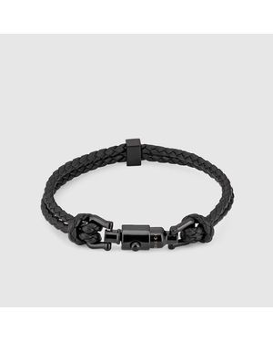 Gucci Pulsera Trenzada Con Detalle De Pistón, Talla - Negro